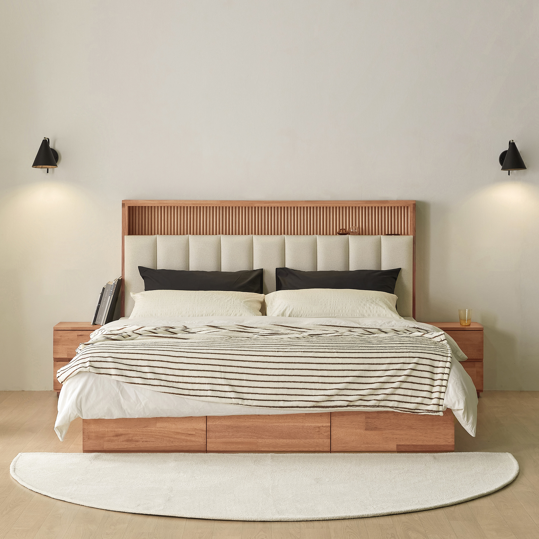 슬립퍼 노아 신혼 부부 트윈 원목 호텔침대 수납침대 프레임 LK 라지킹