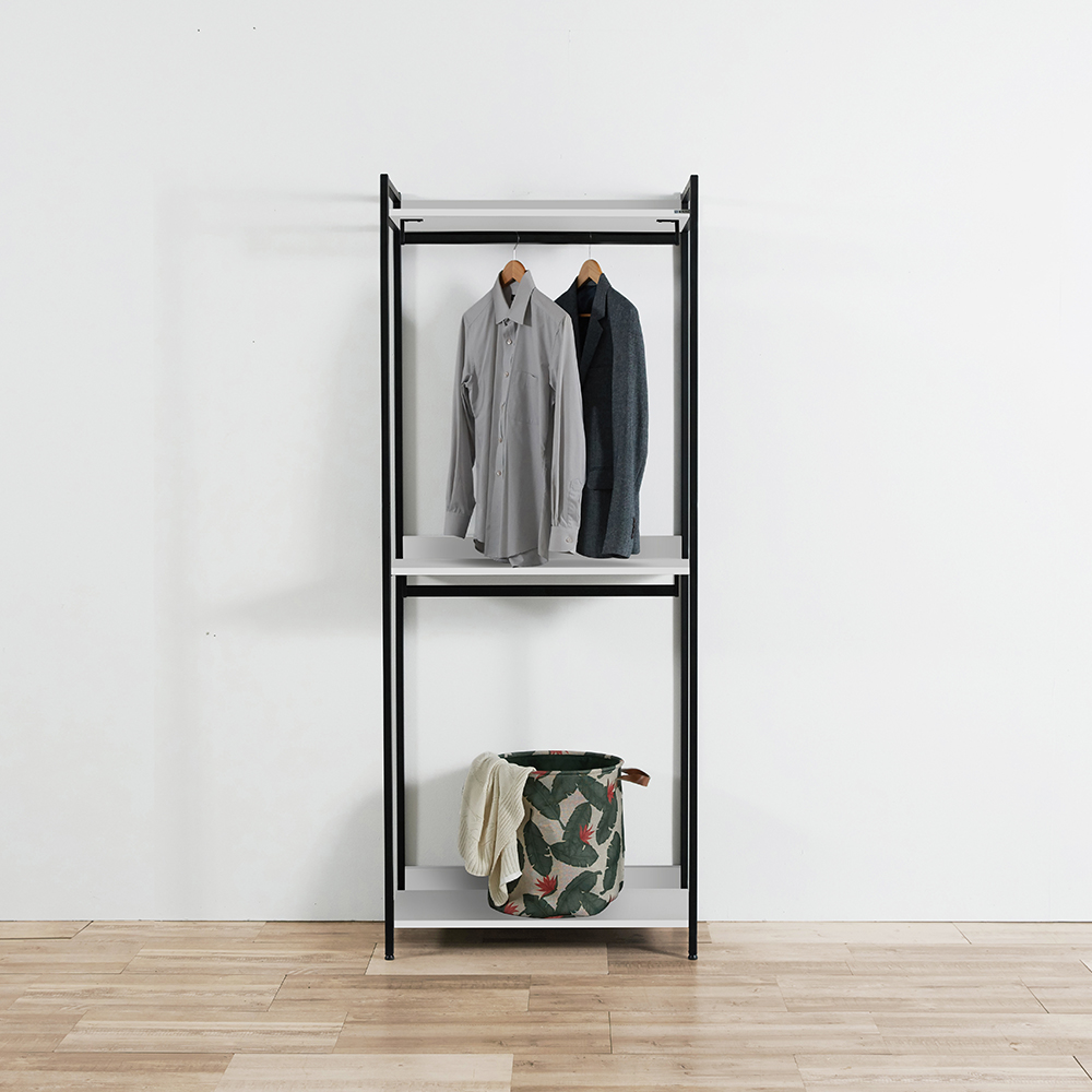 동서가구 디케로 철제 스틸 드레스룸 시스템 행거 800, 2단 행거형, 화이트