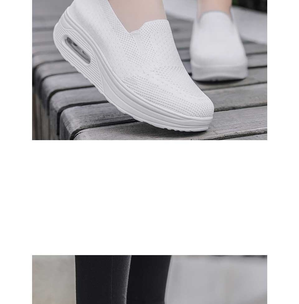 푹신한 경량 메쉬 키높이 산책 운동화 데일리 통풍 에어 운동화 화이트 블랙 이미지 7