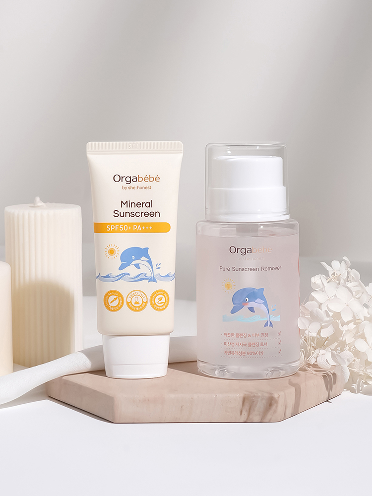 오가베베 무기자차 아기 유아 선크림 SPF50+ 리무버 자외선차단제