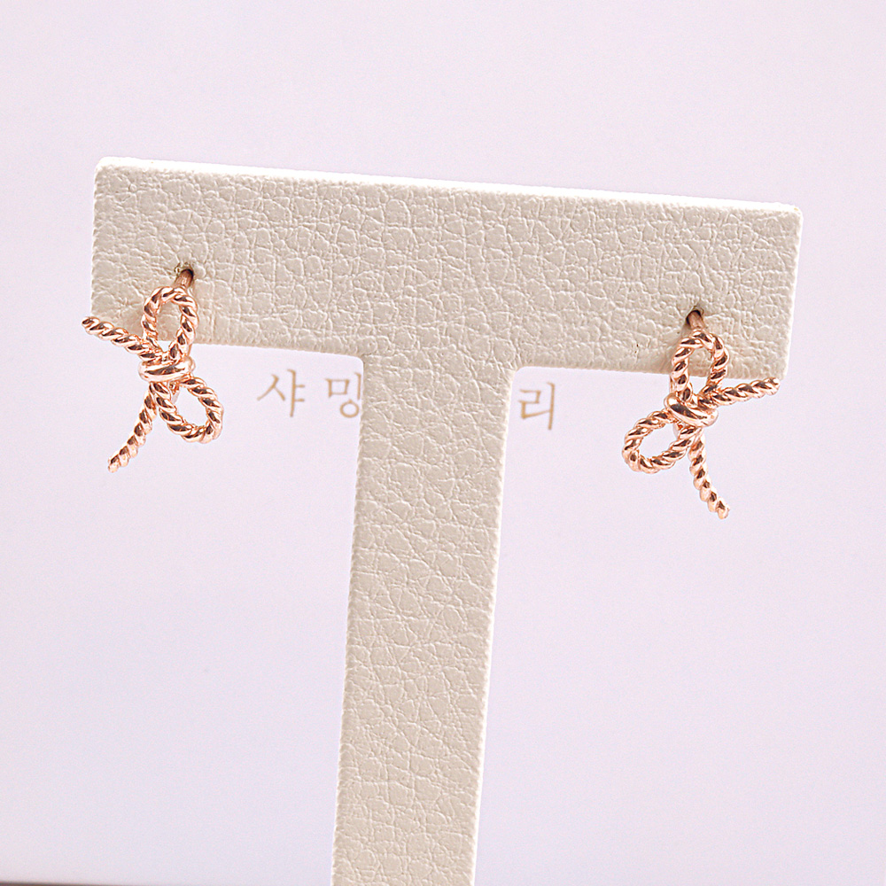 리본 꼬임 벨라 원터치 귀걸이 금 생일 데일리 휴가 선물 고급 친구 여자 봄 나들이 - 상세 이미지 3