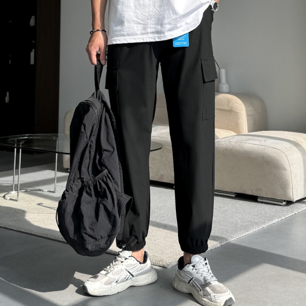 남자 질라 여름 아이스 쿨링 냉장고 스판 카고 조거 팬츠 - 상세 이미지 5