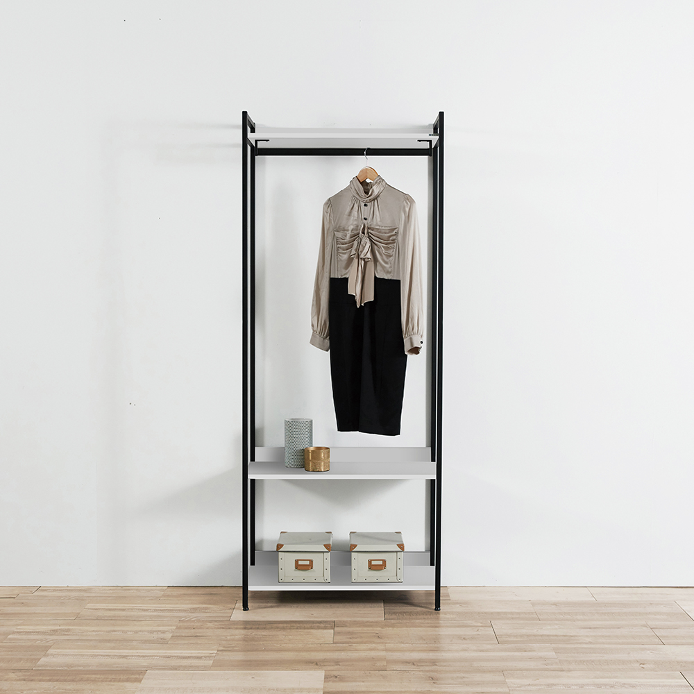 동서가구 디케로 철제 스틸 드레스룸 시스템 행거 800, 1단 행거형, 화이트