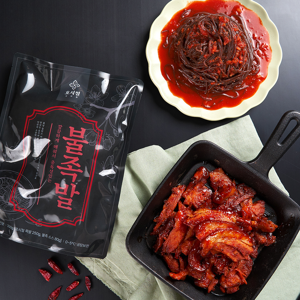 호시절 양산 맛집 국내산 한돈 냉장 순살 불족발 간편식 밀키트 캠핑 홈파티 매운 족발 - 상품 이미지