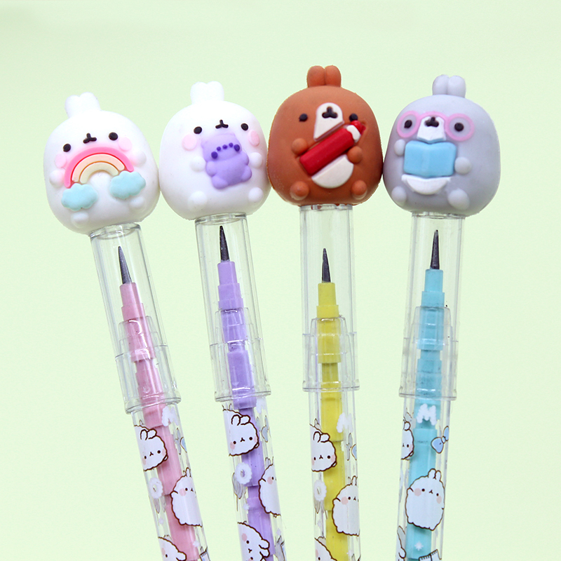 몰랑이 피규어 카트리지 연필 4본 세트 귀여운 캐릭터 문구 초등학생 여아 남아 학용품 이미지 4