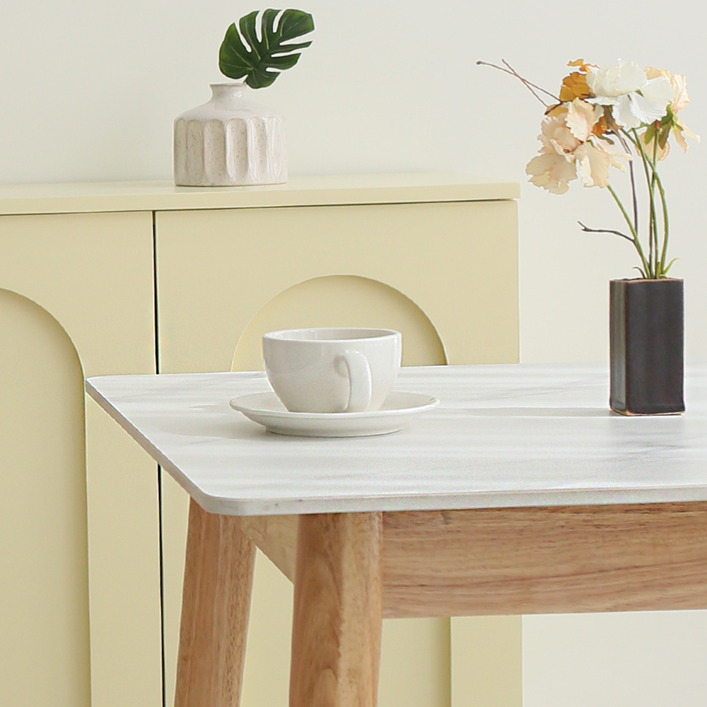 파이 2인용 포세린 세라믹 식탁 세트 700 원목 의자 2개