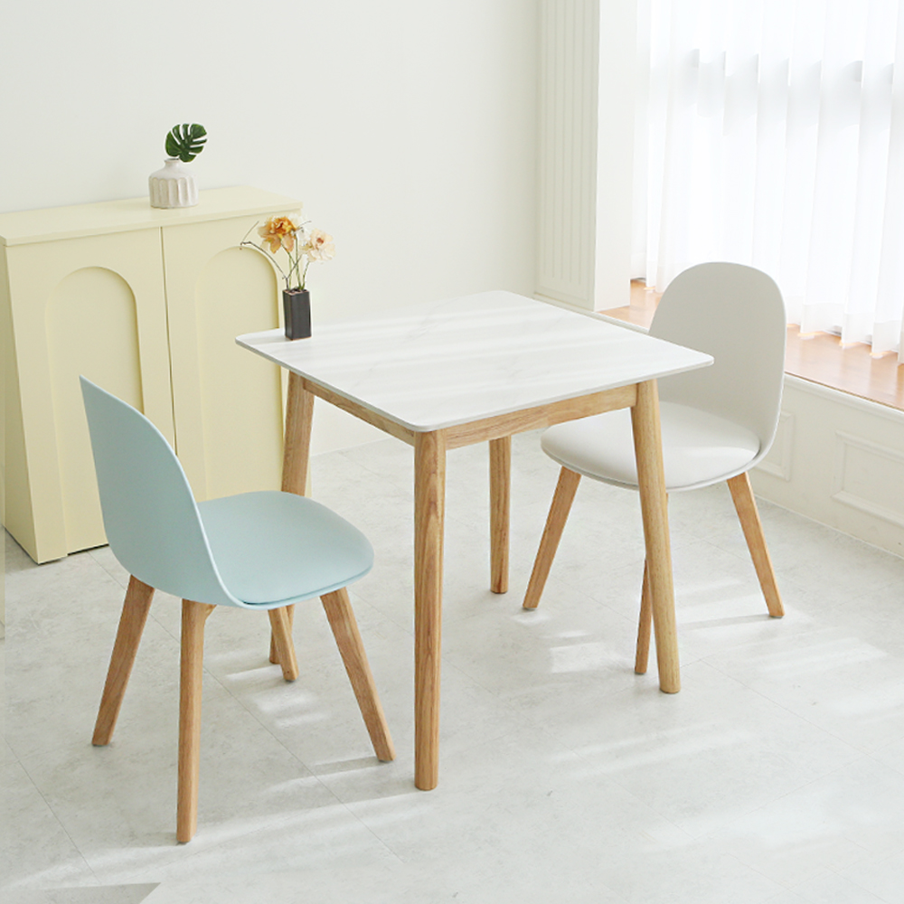 파이 2인용 포세린 세라믹 식탁 세트 700 원목 의자 2개