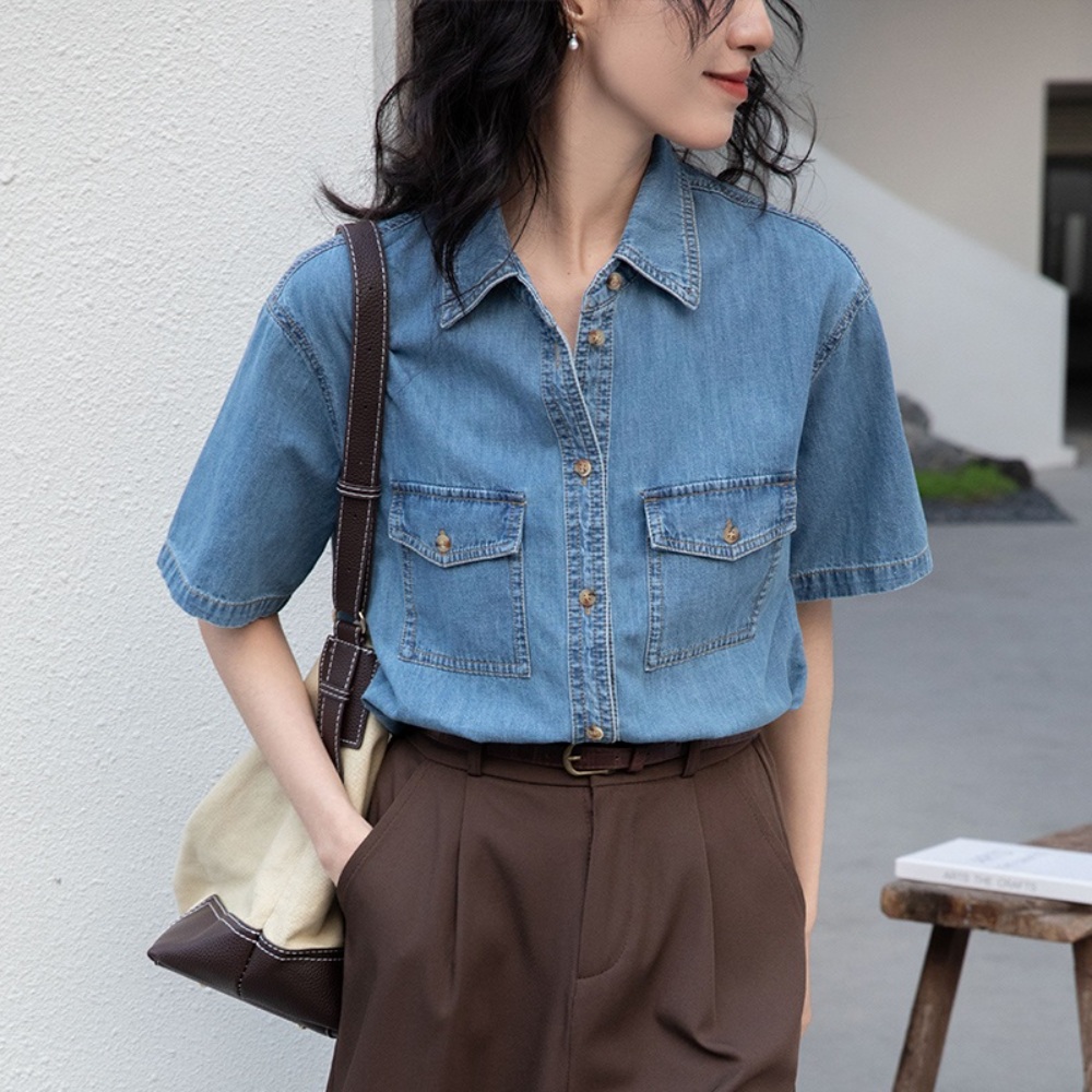 조선의 사랑꾼 심혜진 반팔 셔츠 루즈핏 데님 - 메인 이미지