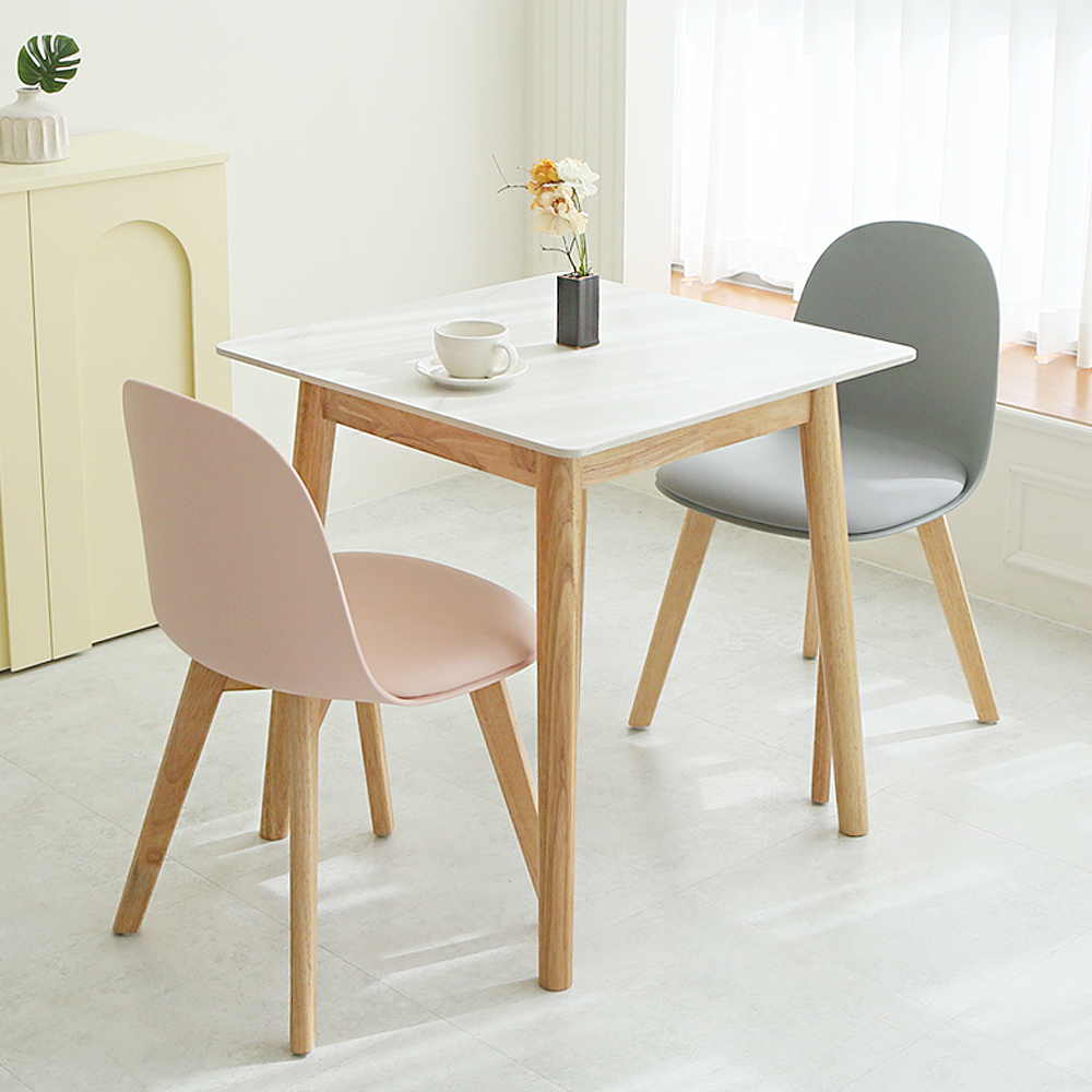 파이 2인용 포세린 세라믹 식탁 세트 700 원목 의자 2개