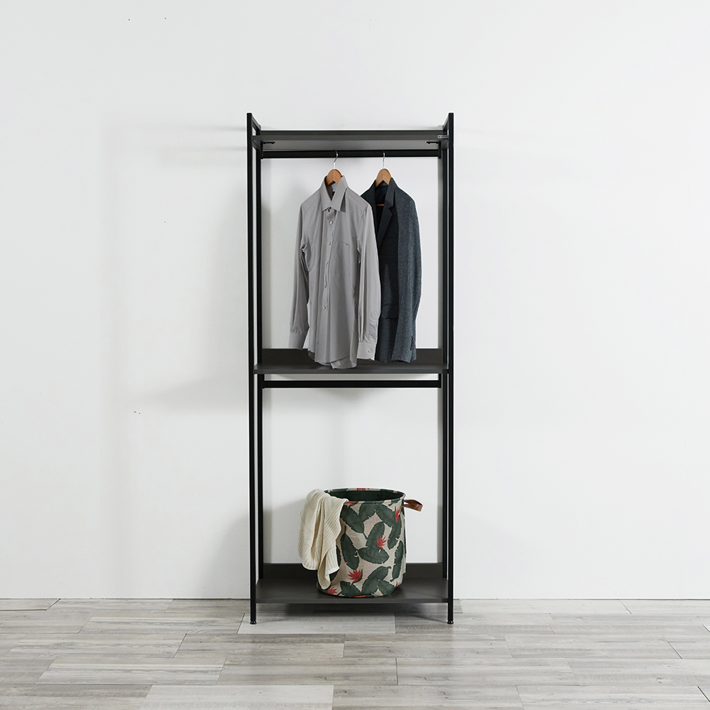 동서가구 디케로 철제 스틸 드레스룸 시스템 행거 800, 2단 행거형, 그레이