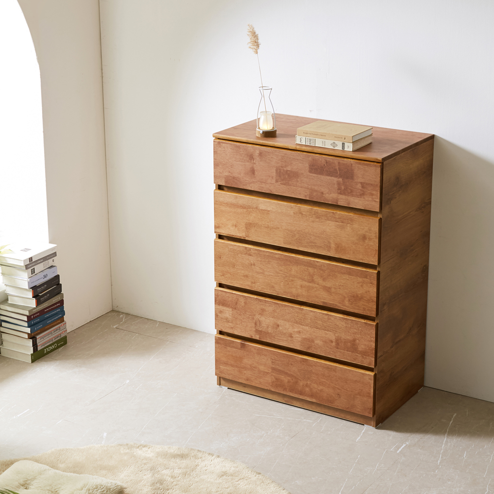 5단 원목 서랍장 속깊은 러버 와이드 광폭 800 (월넛)