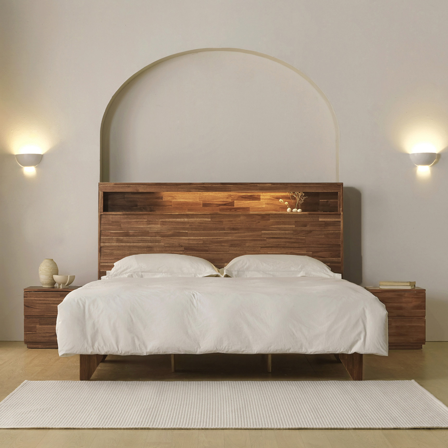 슬립퍼 리버 신혼부부 트윈 원목 호텔 수납형 침대 프레임 LK 라지킹 다리형