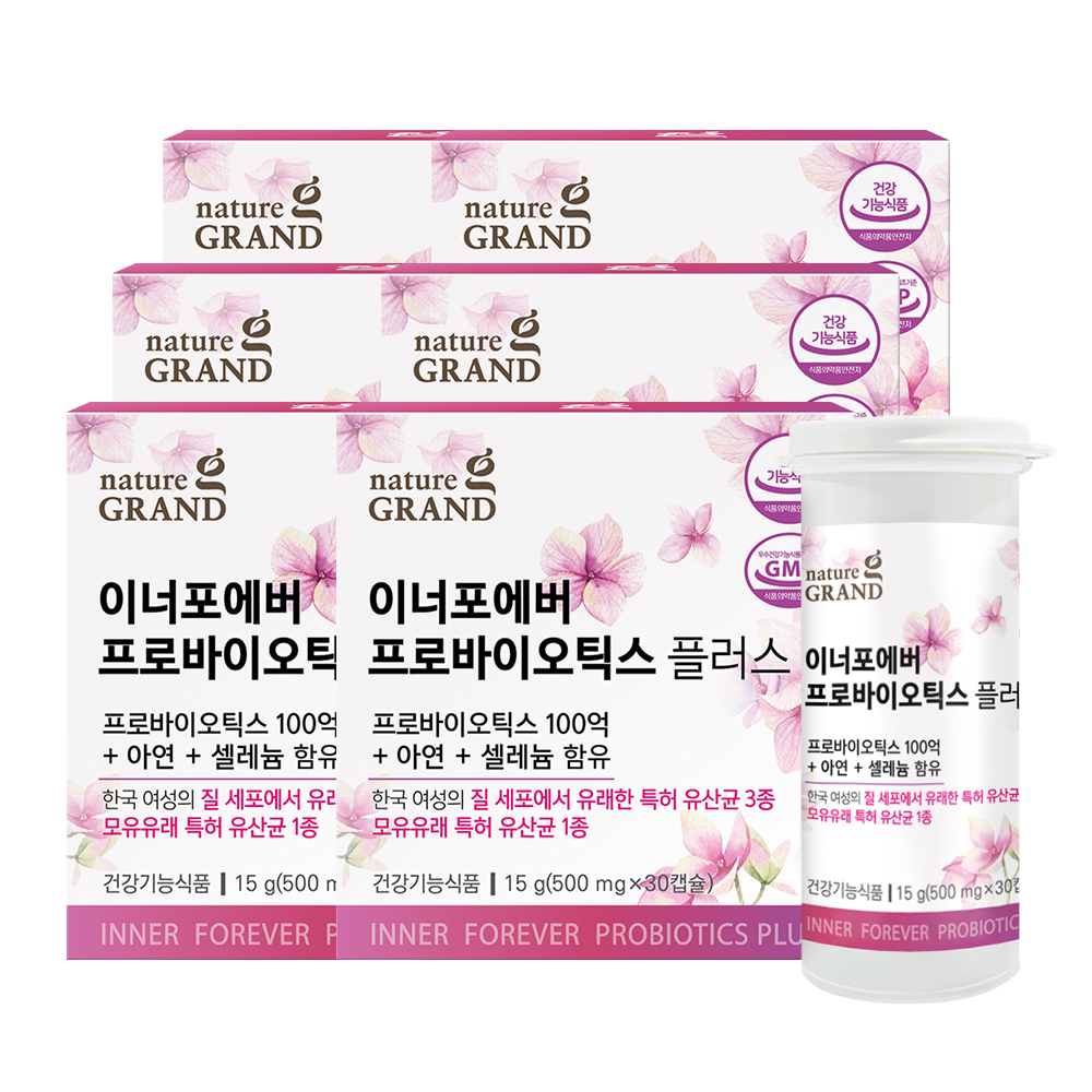 네이처그랜드 100억 여성 유산균 이너포에버 프로바이오틱스 플러스 30캡슐, 6개 - 상품 이미지