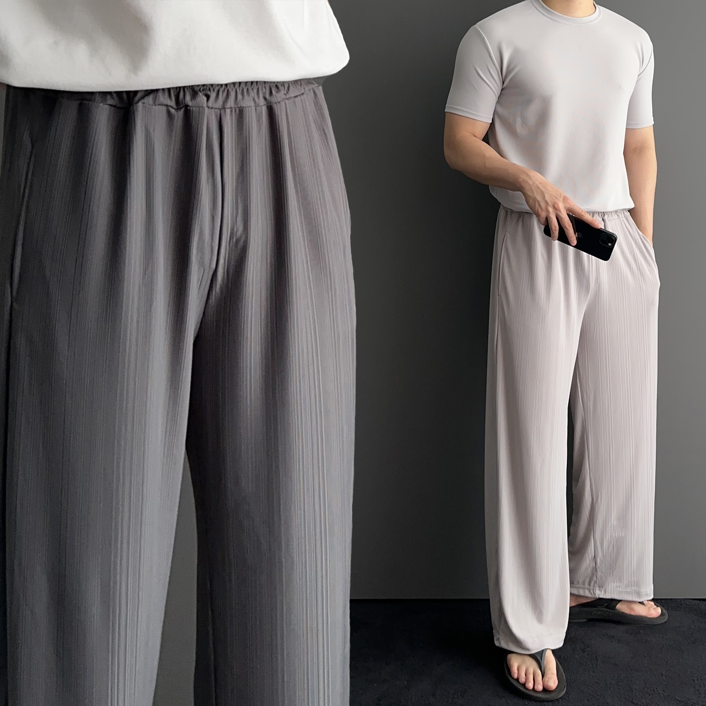 남자플리츠팬츠 남자주름바지 구김없는바지 - 상품 이미지