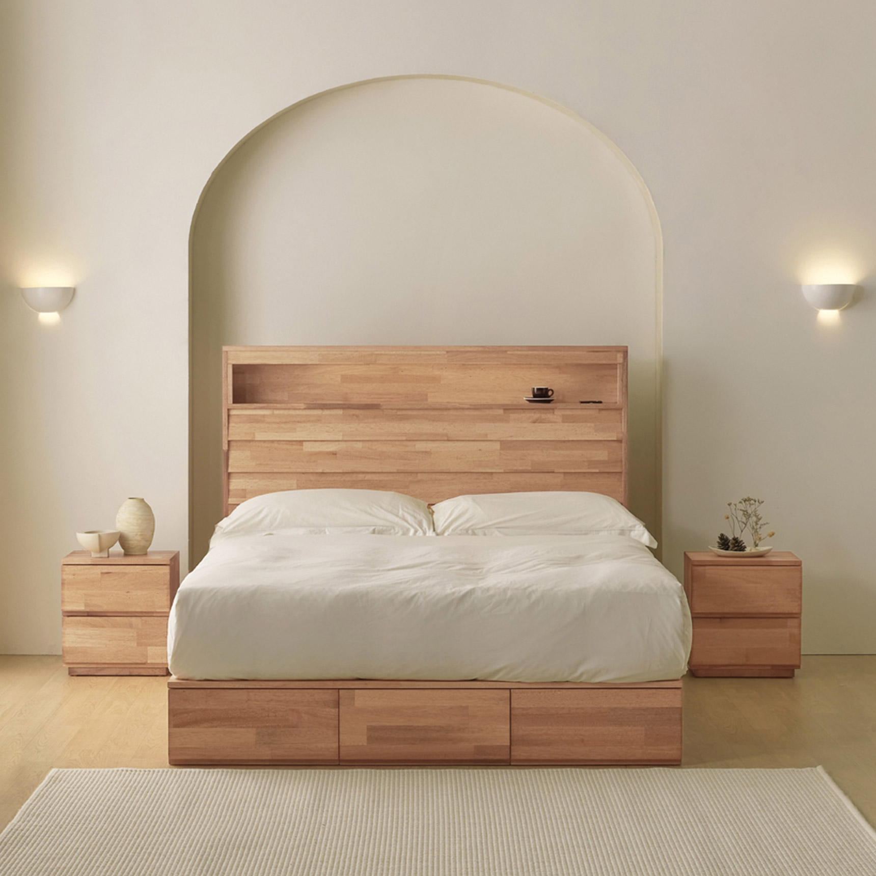 슬립퍼 리버 신혼부부 트윈 원목 호텔 수납형 침대 프레임 LK 라지킹 다리형