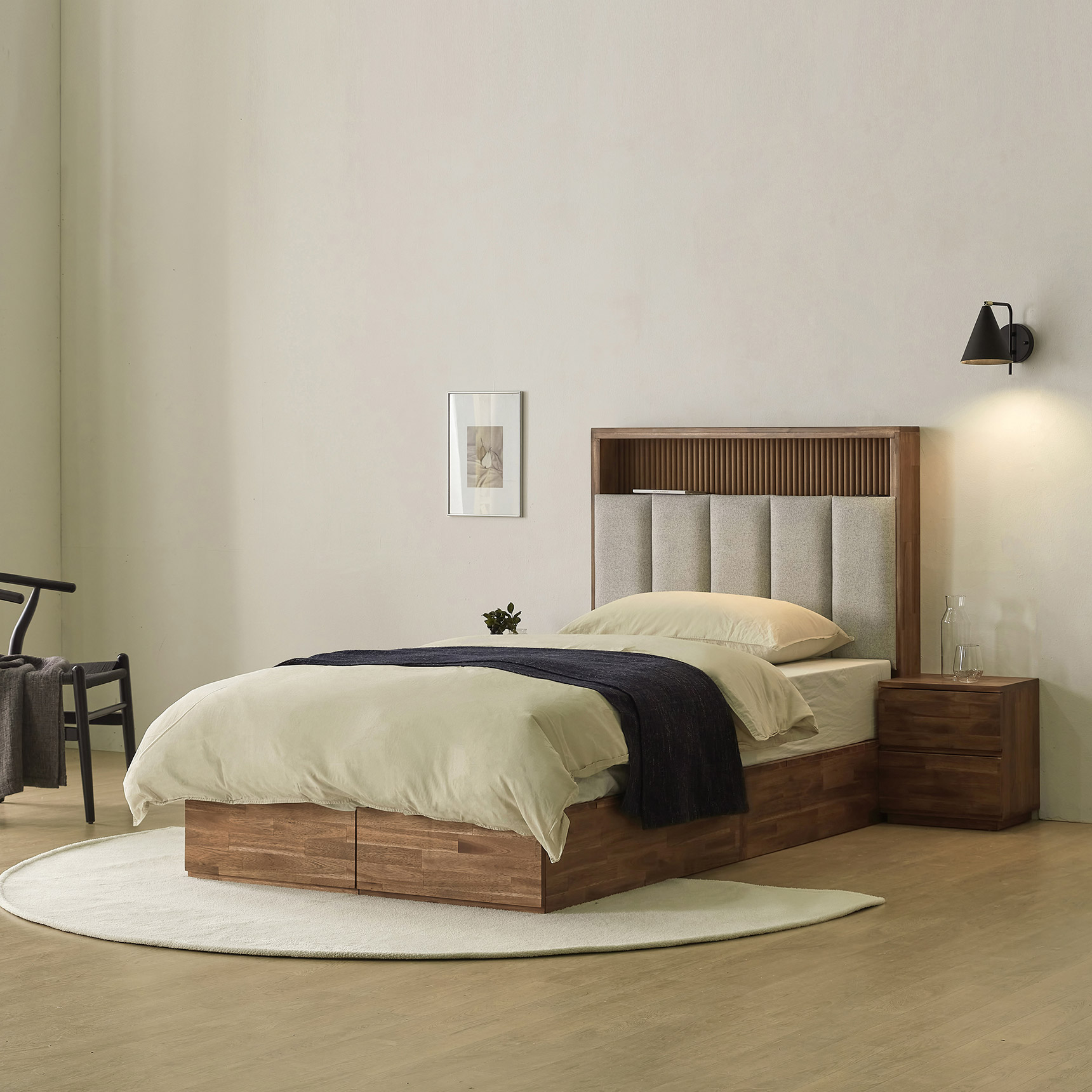 슬립퍼 노아 신혼 부부 트윈 원목 호텔침대 수납침대 프레임 LK 라지킹