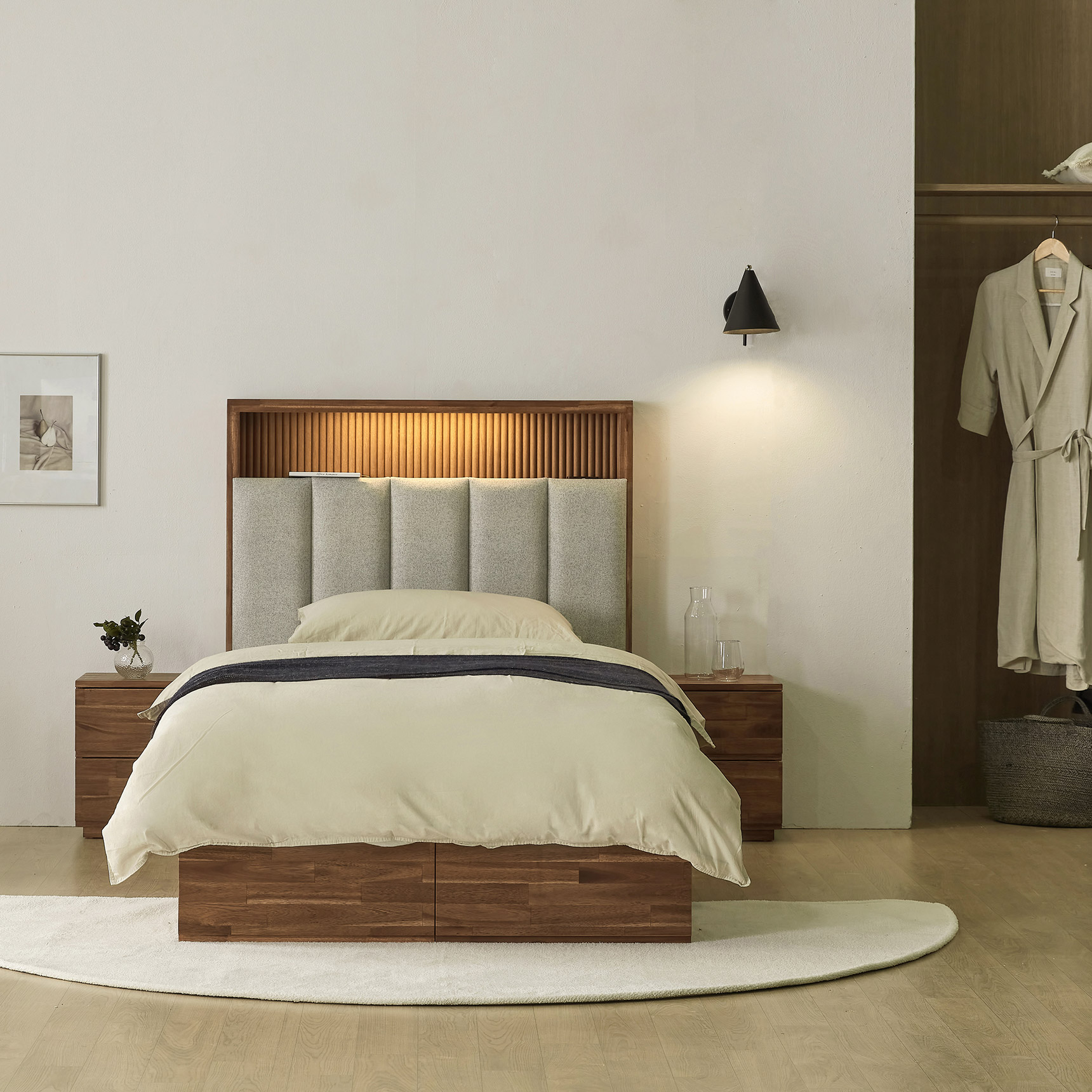 슬립퍼 노아 신혼 부부 트윈 원목 호텔침대 수납침대 프레임 LK 라지킹