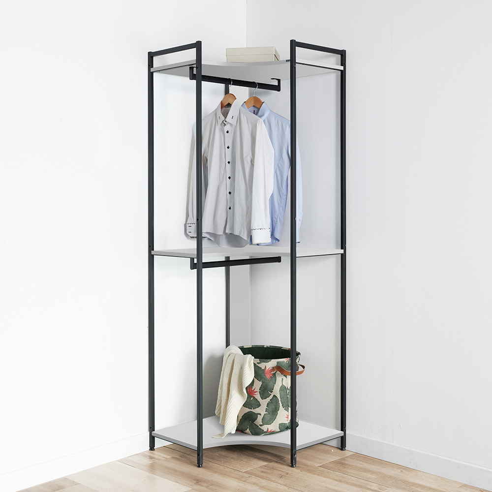 동서가구 디케로 철제 스틸 드레스룸 시스템 행거 600, 코너장, 화이트