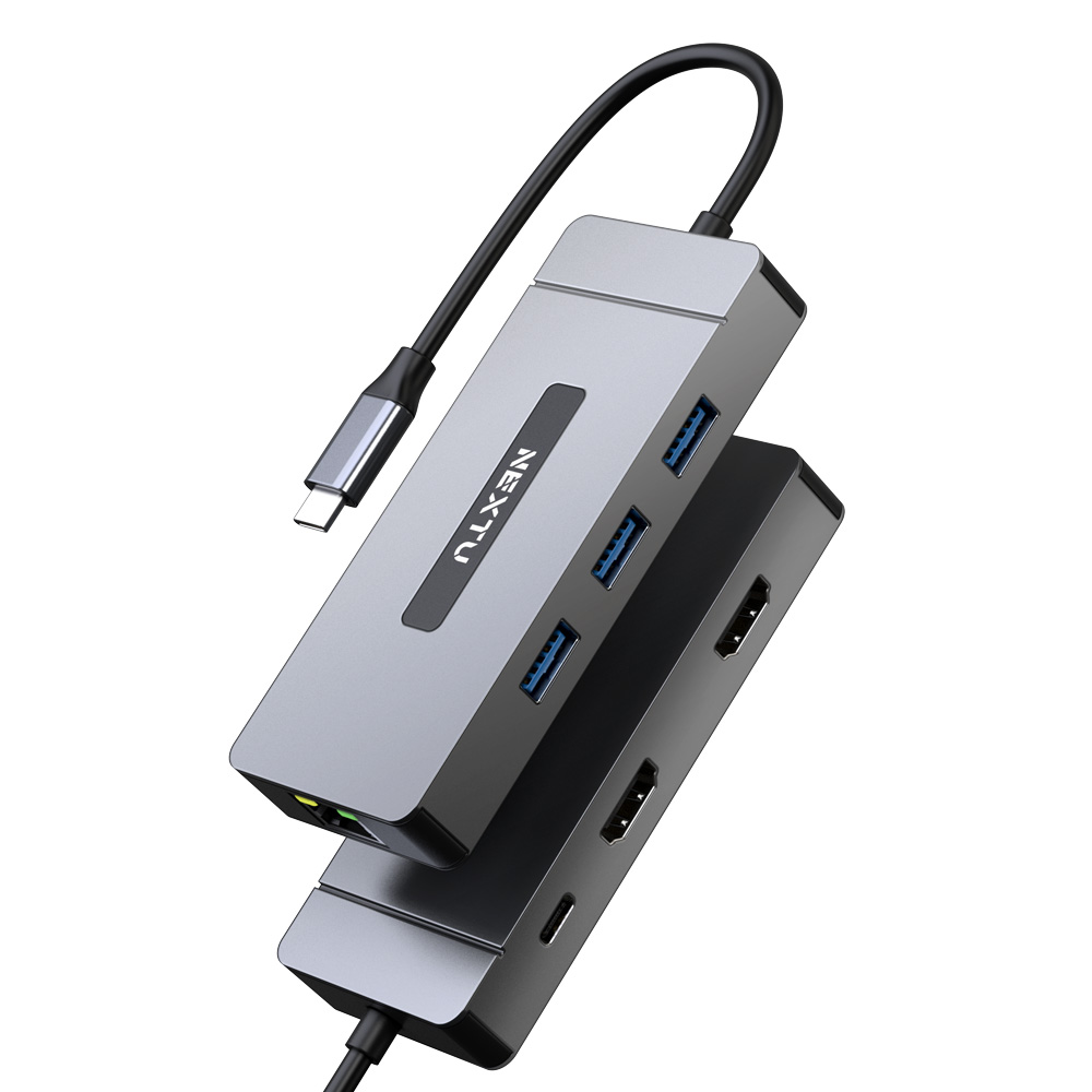 넥스트유 유이반 7in1 멀티허브 HDMi 2포트 4K60Hz 듀얼 USB 3.0 3포트 C타입
