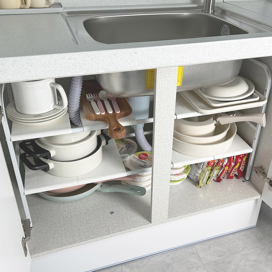 조미료정리 싱크대 하부정리 길이조절 언더선반 2단 8칸