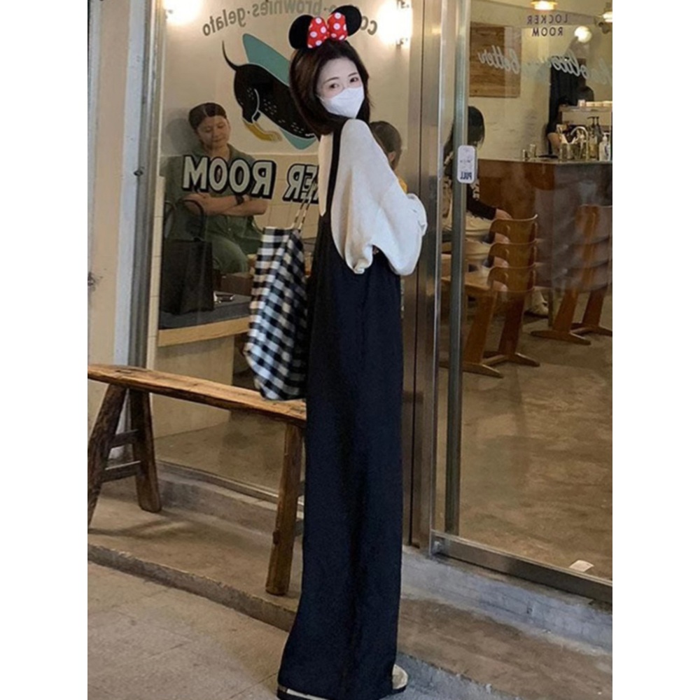 아이유 공항룩 멜빵바지 아메카지 와이드 - 상세 이미지 4