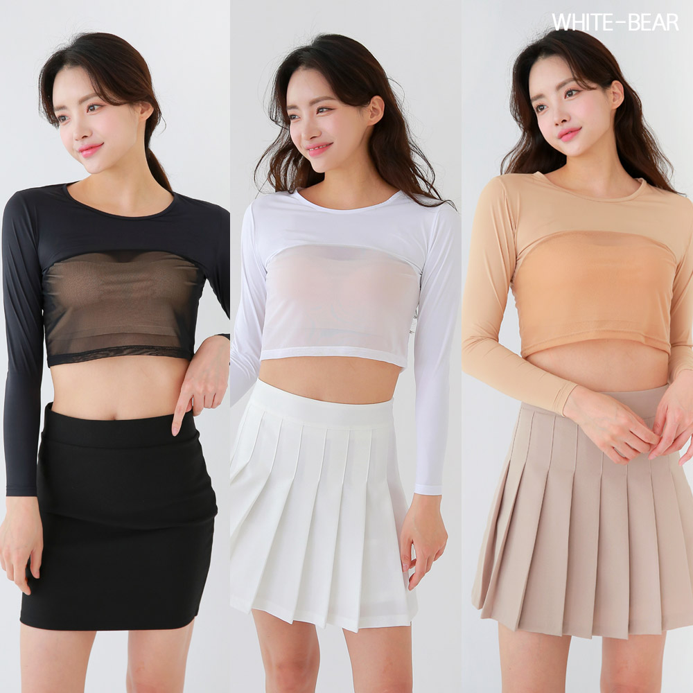 화이트베어 볼레로 여성 이너웨어 냉감 아이스 쿨 티셔츠 메쉬 여름 UV 차단 W2401