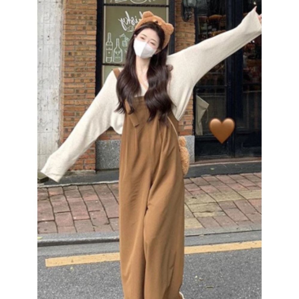 아이유 공항룩 멜빵바지 아메카지 와이드 - 상세 이미지 2