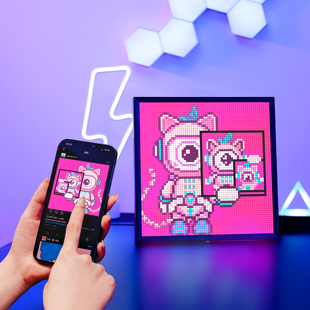 [공식 판매처] 디붐 픽수64 Pixoo 픽셀아트 디지털 액자 인테리어 LED 액자 - 상품 이미지