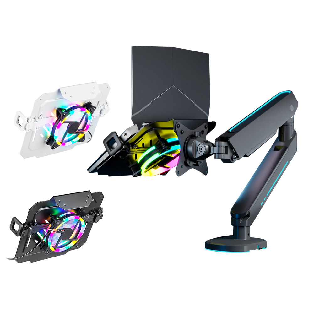 마운트뷰 모니터암 노트북 암 쿨링팬 싱글 듀얼 더블 포터블 모니터 거치대 아이패드 태블릿