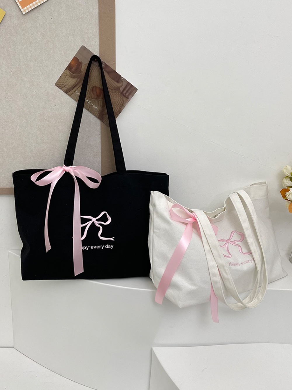 인스타그램 레드벨벳 조이 가방 리본 에코백 캐주얼 캠퍼스룩 - 상세 이미지 3