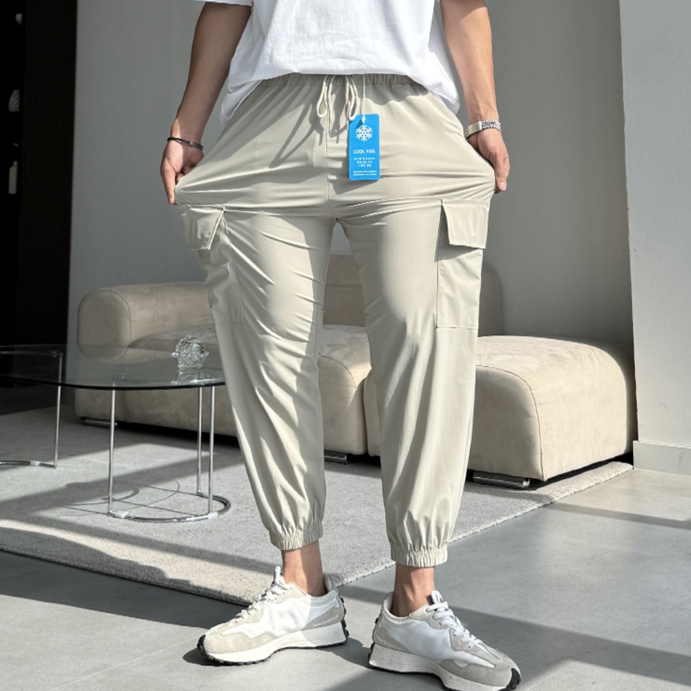 남자 질라 여름 아이스 쿨링 냉장고 스판 카고 조거 팬츠 - 상세 이미지 2