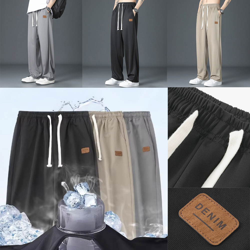남성 세미 바지 여름 남자 밴딩 쿨링 와이드 패션 팬츠 - 상품 이미지