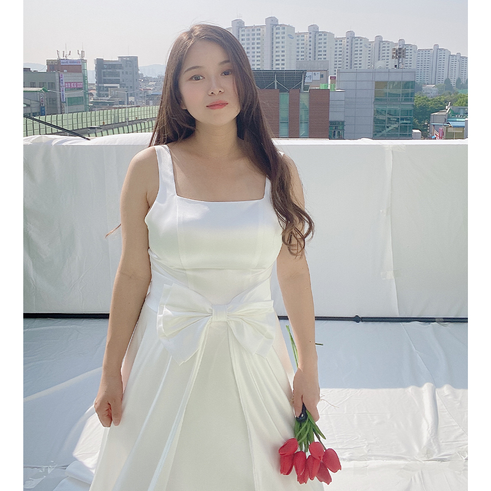 엠마 리본 화이트 웨딩드레스 양도(판매) 브라이덜샤워 제주스냅 임부 만삭드레스 졸업사진 - 상세 이미지 3