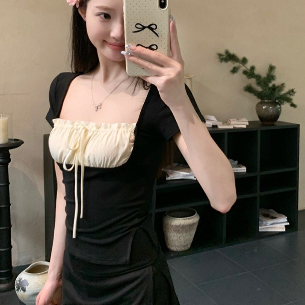 인스타그램 여자아이들 미연 티셔츠 리본 러블리 - 상품 이미지