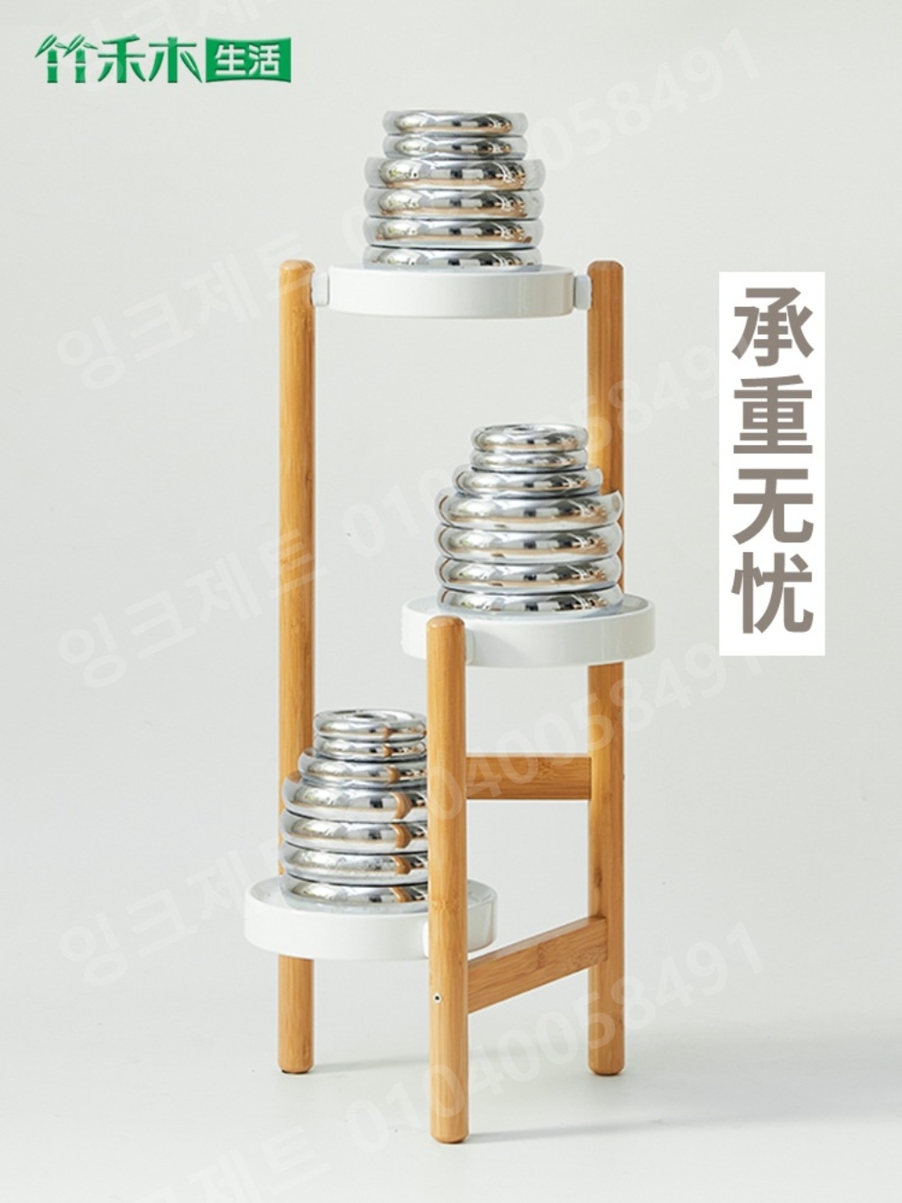 3단 화분받침대 우드 실내 거실 원목 코너형 화분대 - 상세 이미지 5