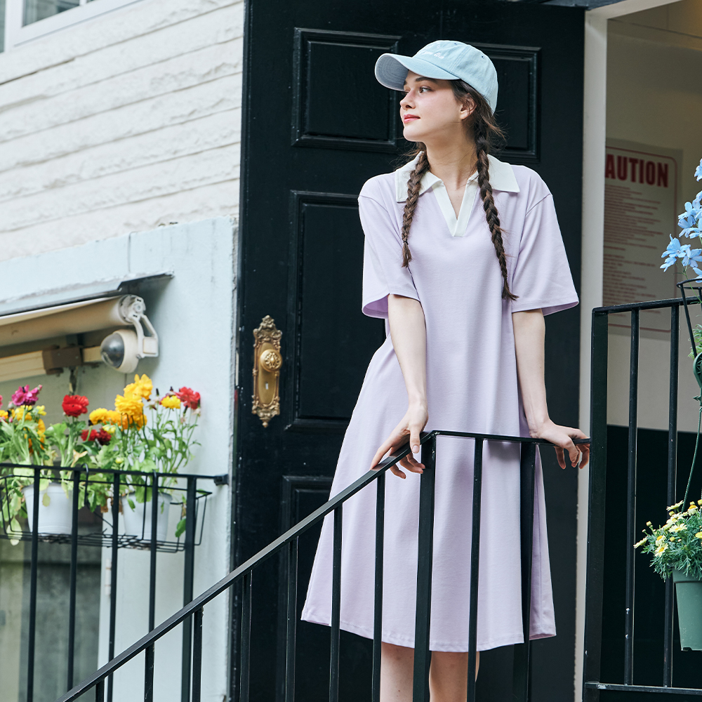 [메타퍼] 여성 여름 반팔 데일리룩 원피스 휴양지 바캉스 룩 원피스 라벤더