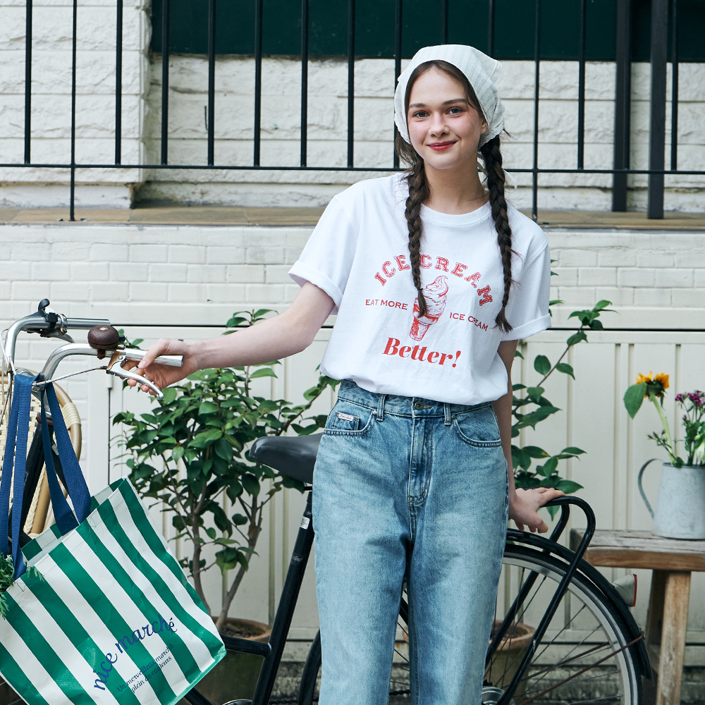 [메타퍼] 여성 여름 반팔 티셔츠 스위트 아이스크림 반팔티 [윤아님 착용]