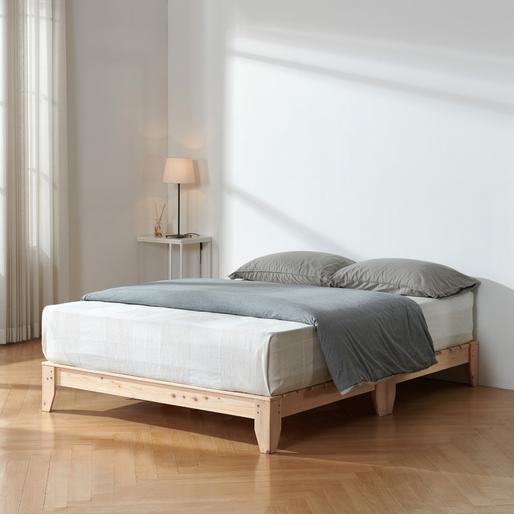 평상형 편백나무 침대 프레임 매트리스 깔판 파운데이션 무헤드형, SS(슈퍼싱글), 내추럴
