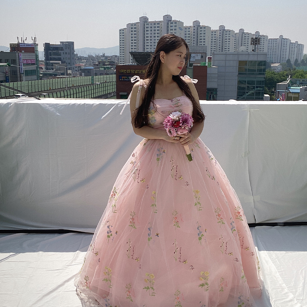 센트레나 플라워 핑크캉캉 유색드레스 대여 촬영용 피로연 셀프웨딩드레스 브라이덜샤워 졸사 이미지 7