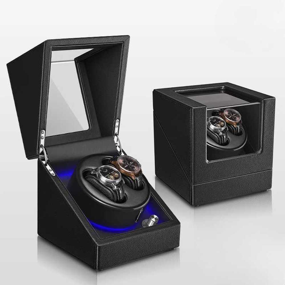 LED 시계함 고급 저소음 전동워치와인더 2구 오토메틱 5단 속도조절 - 상품 이미지