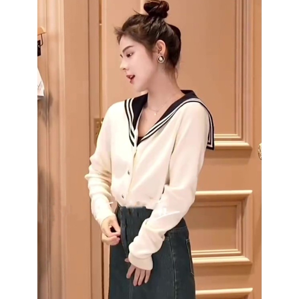 핑계고 아이브 리즈 카라 니트 깔끔한 슬림핏 - 상세 이미지 3