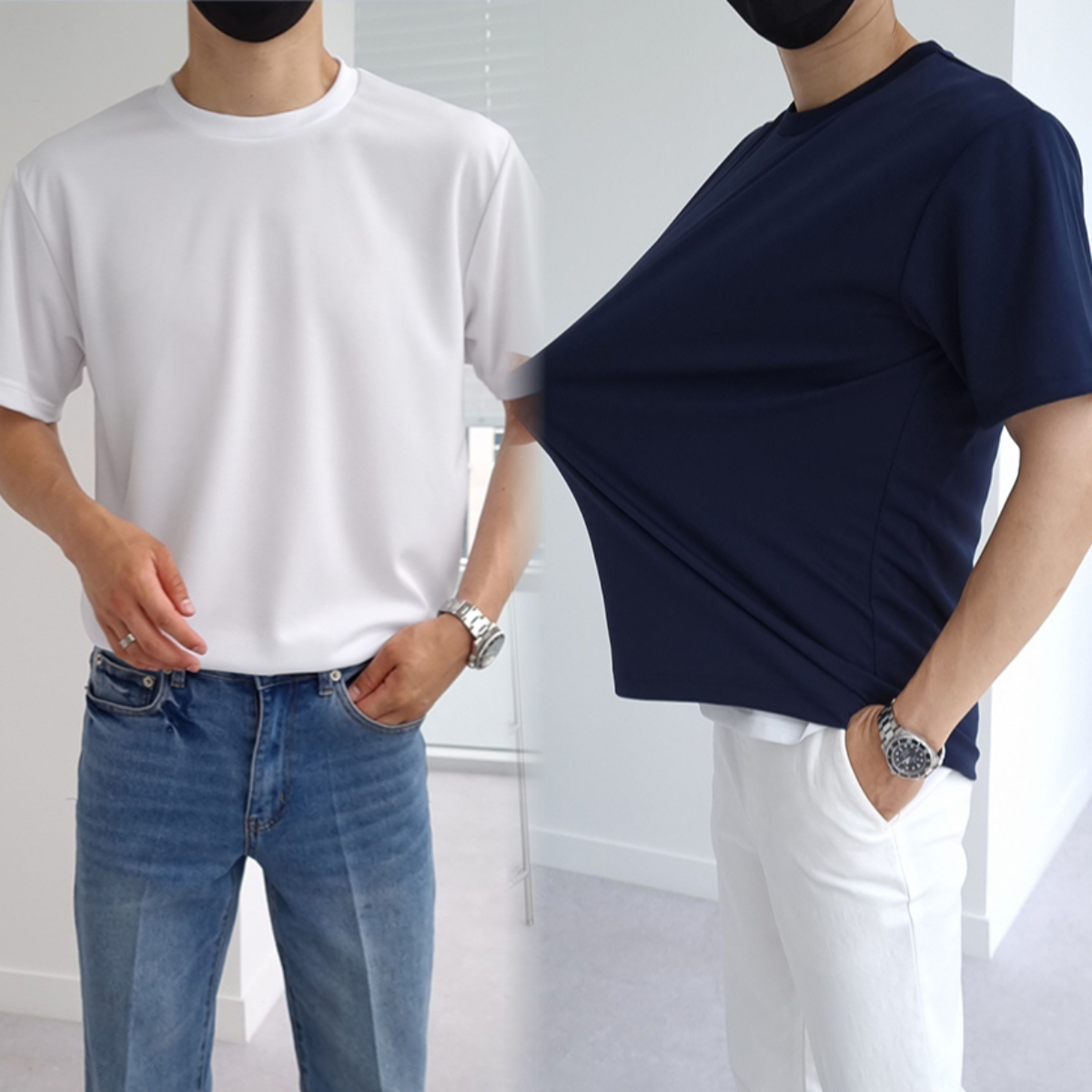 1+1+1 남자 멘슈 여름 드라이핏 쿨링 스판 무지 반팔티 - 상품 이미지
