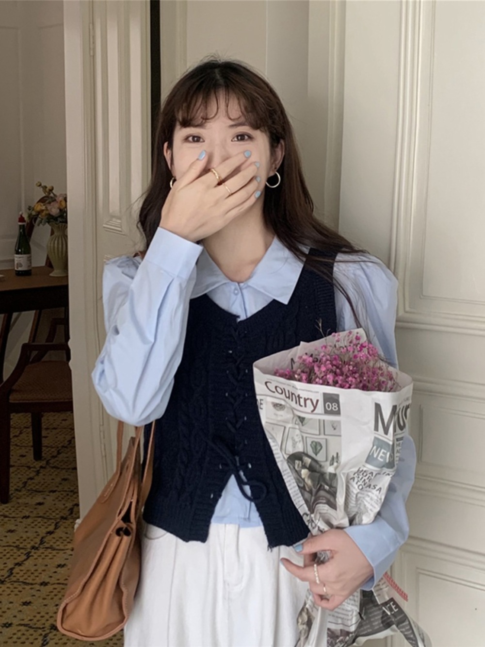 아빠하고 나하고 21회 오유진 셔츠 조끼 오피스 단정한 - 상세 이미지 3