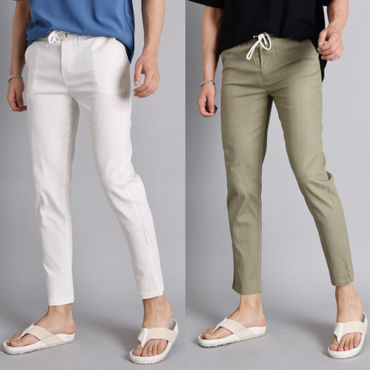 남자 오간도 여름 아이스 린넨 면 밴딩팬츠 28-38