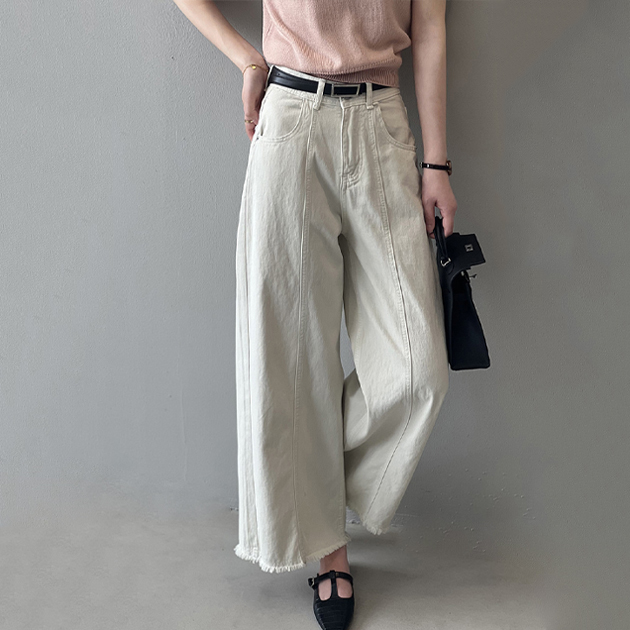 럭셔리 스트레이트 여성 여름 루즈핏 통바지 - 상품 이미지
