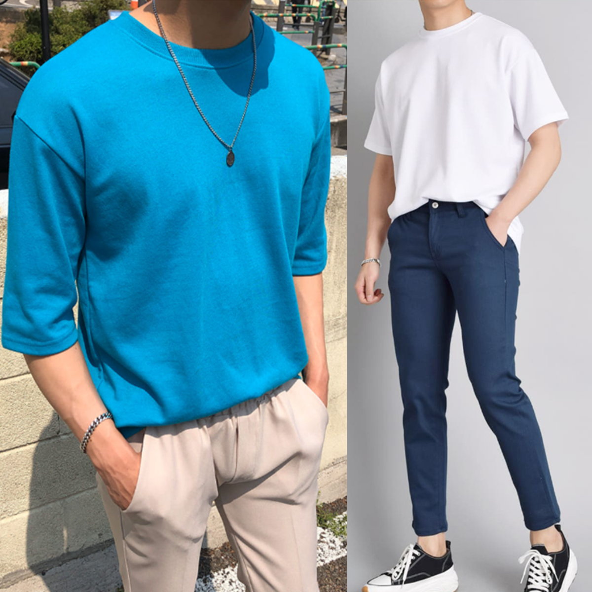 남자 샌도발 여름 특양면 무지 7부티&반팔티 20컬러 - 상품 이미지