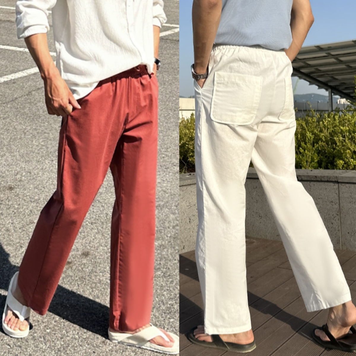 남자 호스머 여름 린넨 바이오 와이드 밴딩팬츠 6컬러