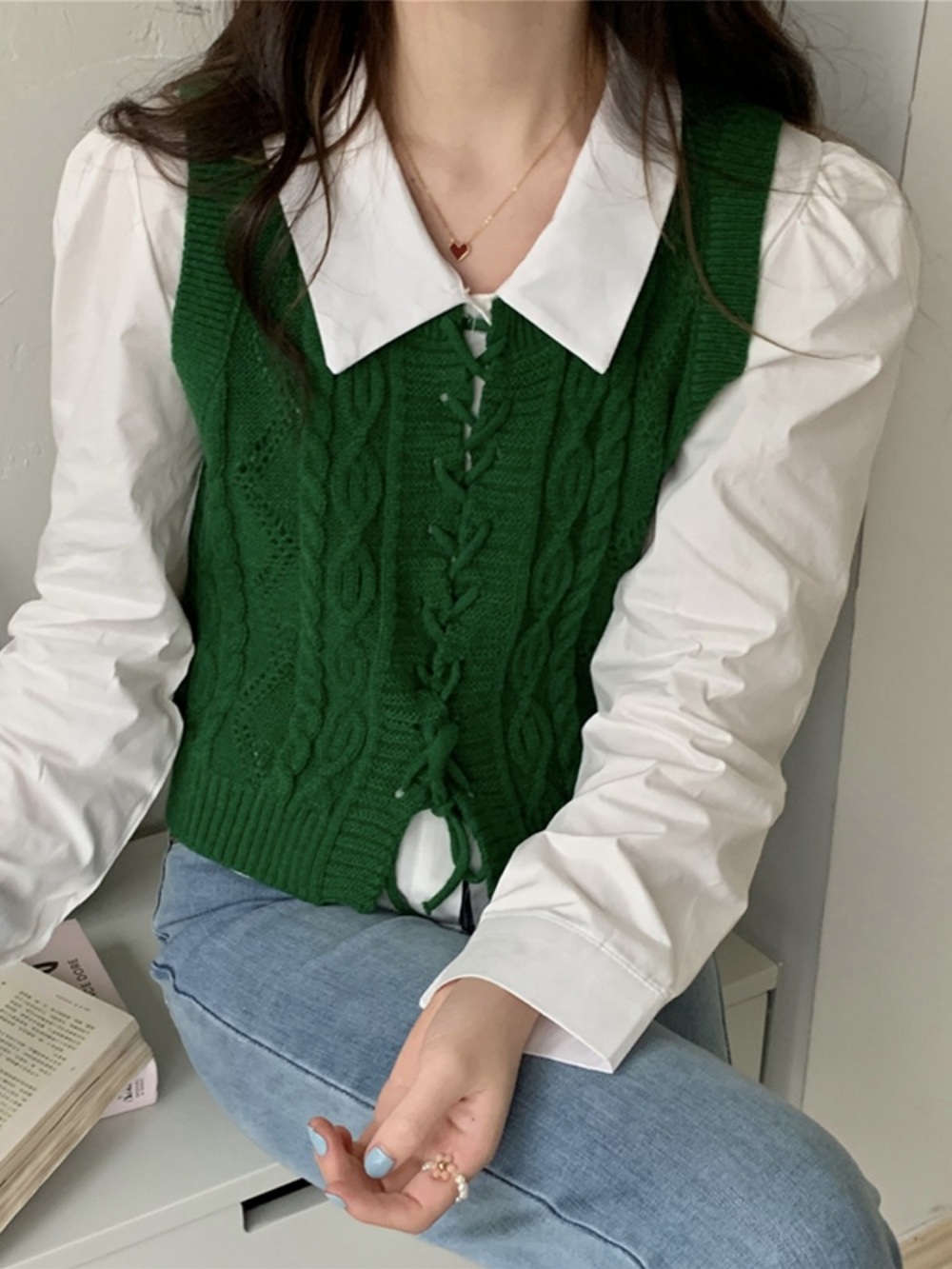 아빠하고 나하고 21회 오유진 셔츠 조끼 오피스 단정한 - 상세 이미지 2