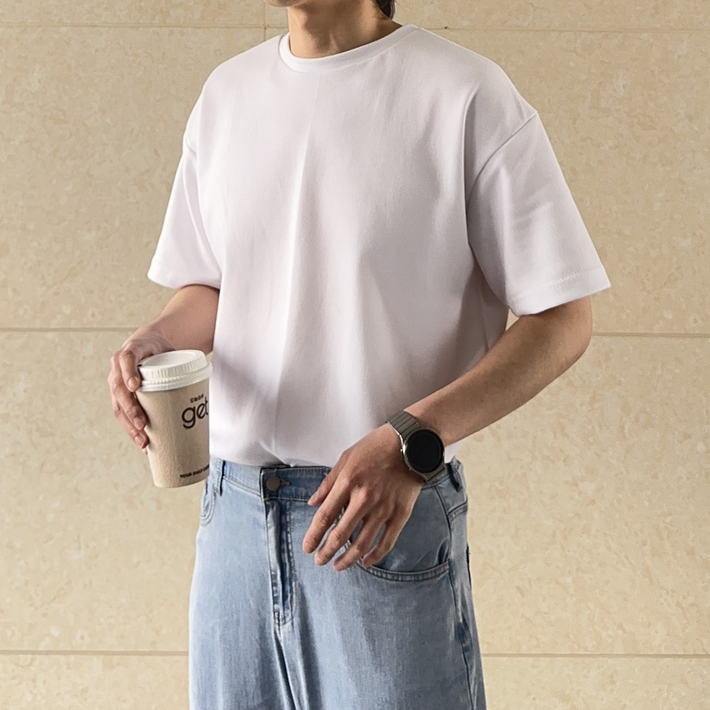 남자 반팔티 빅사이즈 20수 비침없는 커플 이너 레이어드 반팔 티셔츠