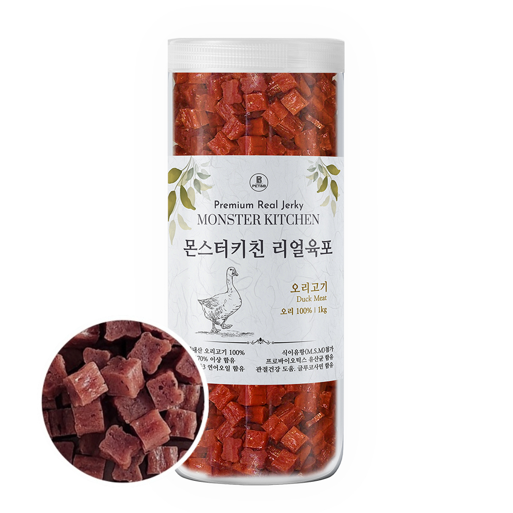 (유통기한) 몬스터키친 리얼 육포 강아지 잘먹는 피부 저알러지 노즈워크 간식 오리 1kg : 루니펫